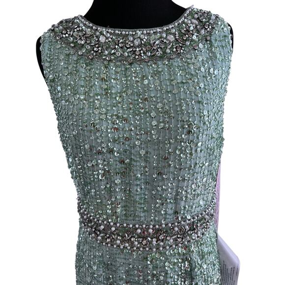 Mac Duggal 10839 Jewel Neck Sequin Gown Dress Mint Size 6 NWT - Picture 6 of 15